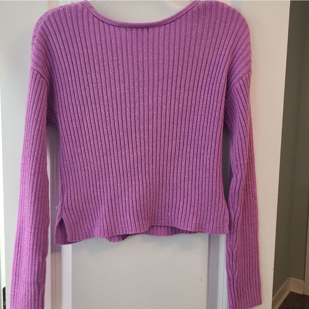 Wild Fable Fuschia Ribbed Cropped Sweater - Picture 9 of 9